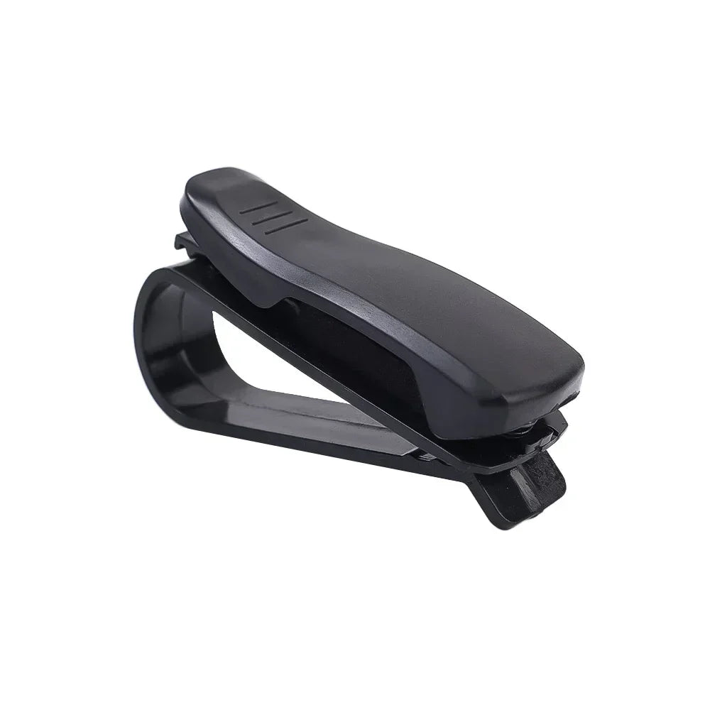 Universal 180° Rotating Car Sunglasses Clip Holder – Dual-Buckle ABS Sunglass & Card Organizer