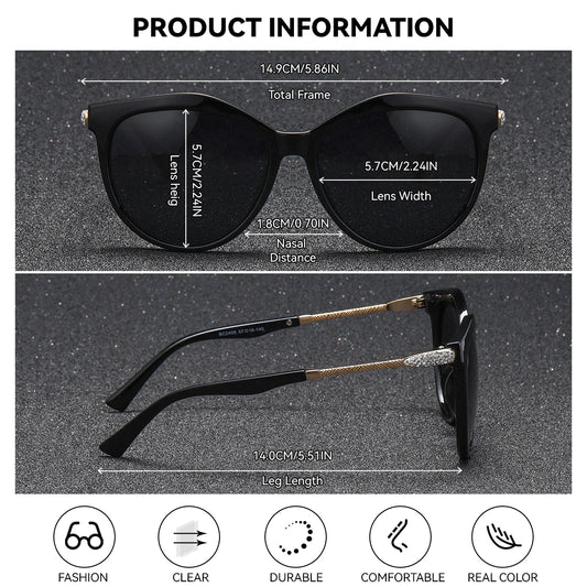 BARCUR Polarized Trendy Cat Eye Sunglasses for Women / Ultra Lightweight Round Frame / UV400 Mirror TAC Lens / Multiple Color Options