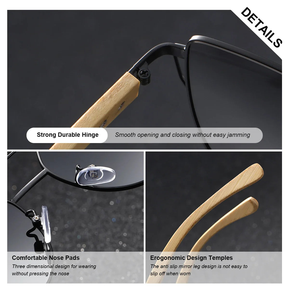 Luxury High-Quality UV400 Women’s Polarized Sunglasses / Cat Eye / Bamboo