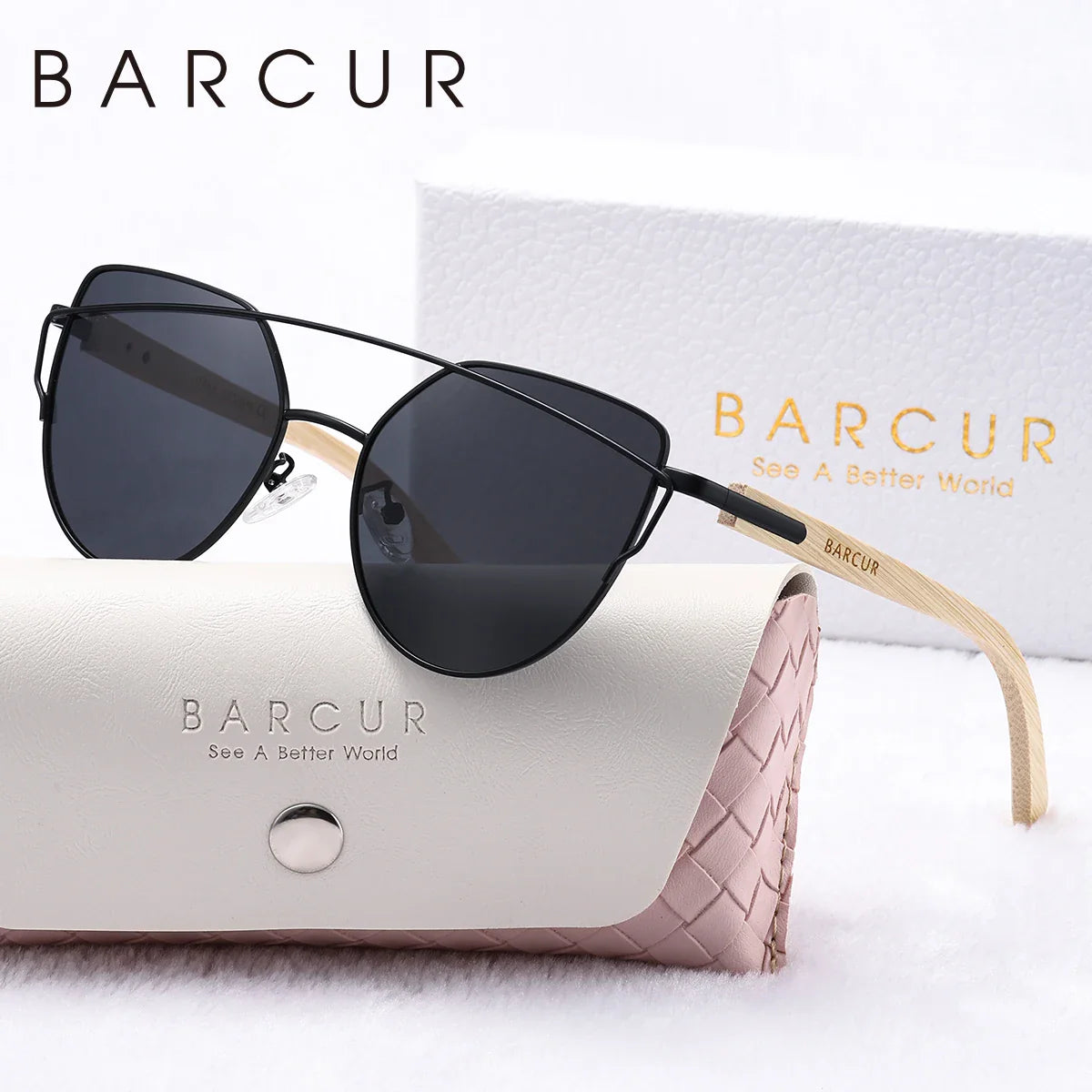 Luxury High-Quality UV400 Women’s Polarized Sunglasses / Cat Eye / Bamboo