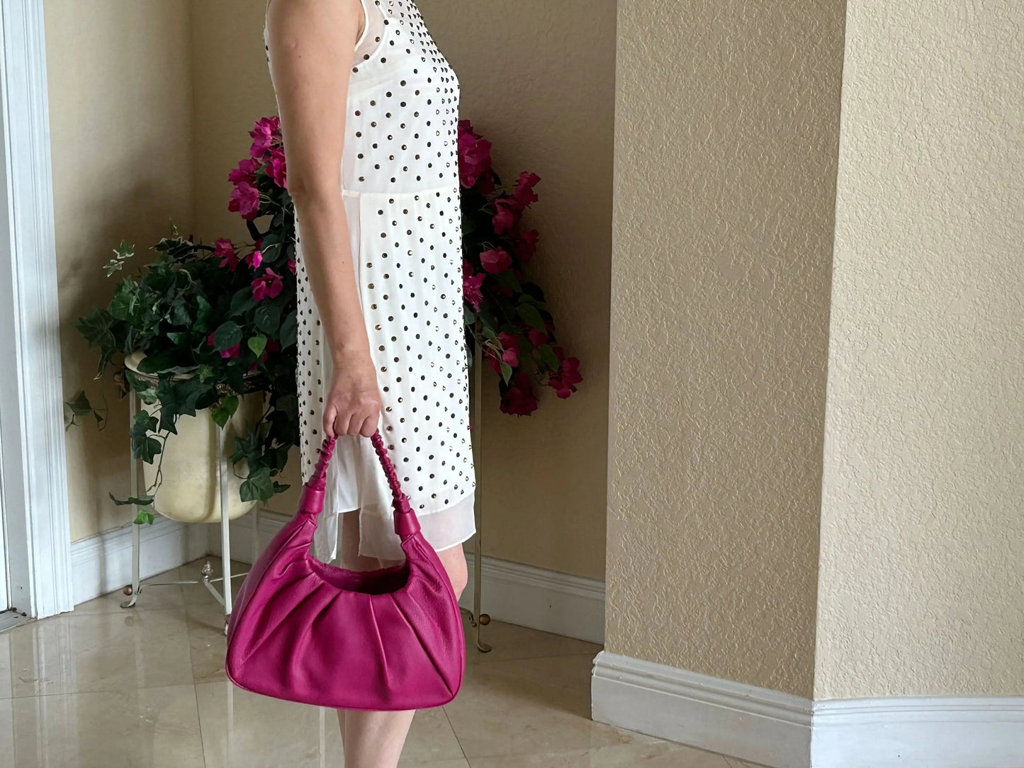 Full-Grain Leather Hobo Bag for Women – Sophia Soft Pebbled Shoulder Bag
