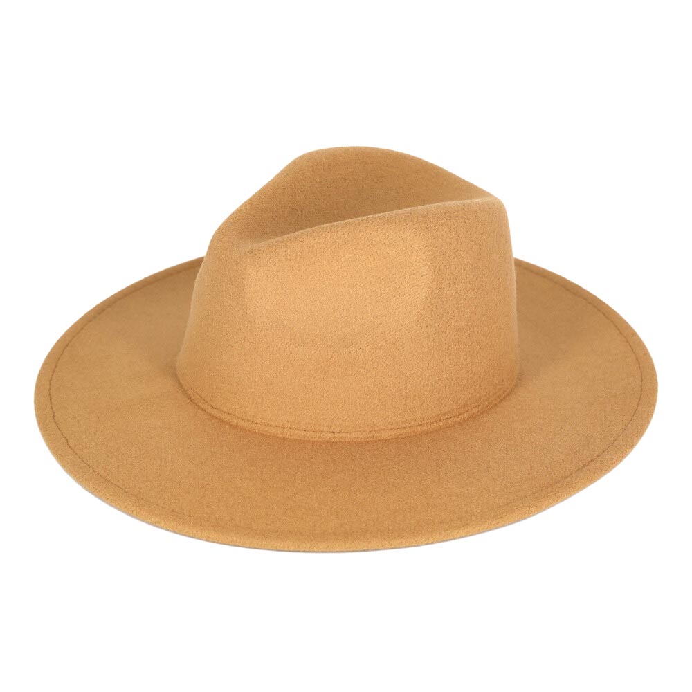 Solid Color Classic Wide Brim Fedora Hat