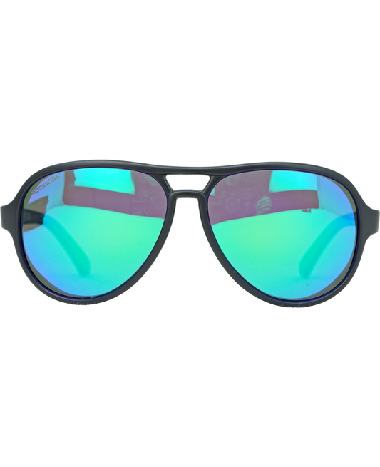 Casino (Black/Green Mirror Polarized Lens) / TR90 Swiss Nylon Memory Frame / Crafted in Italy
