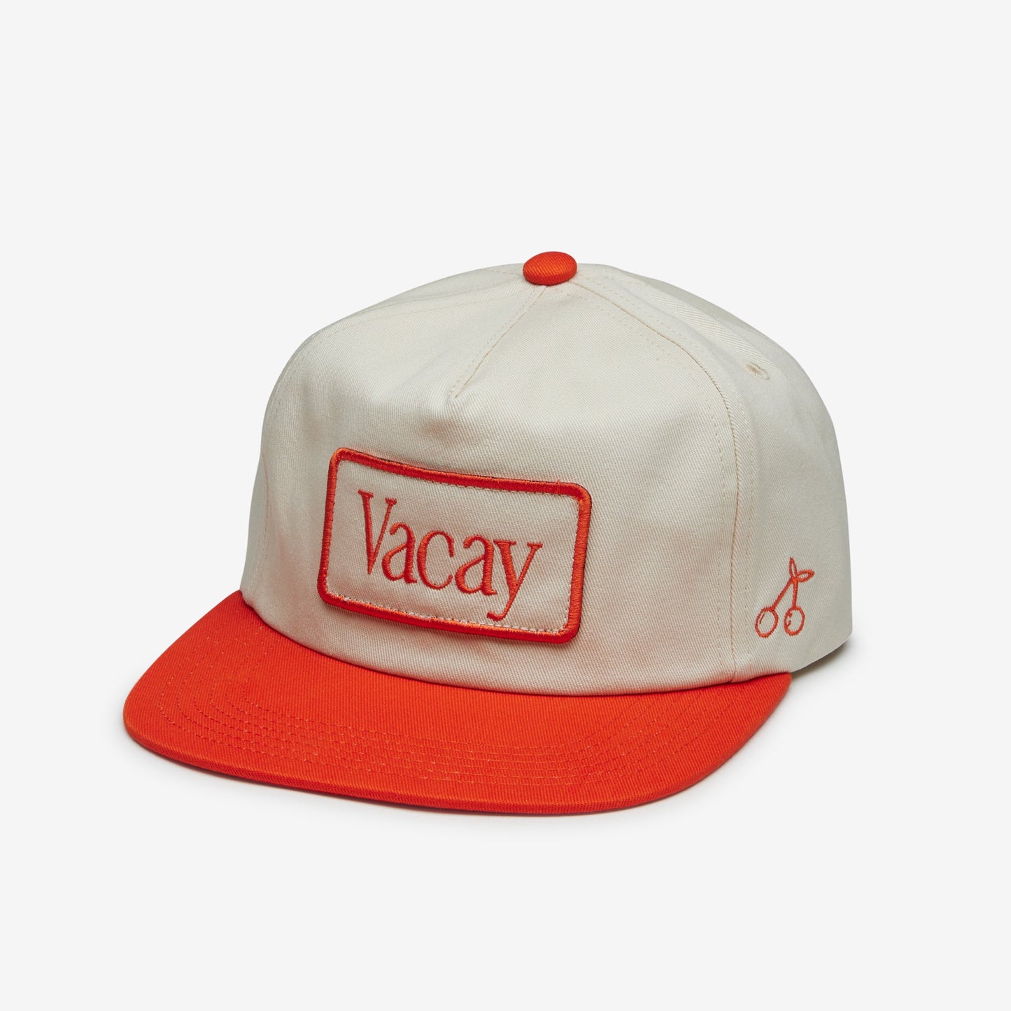 Vacay Embroidered Patch Cap in Red