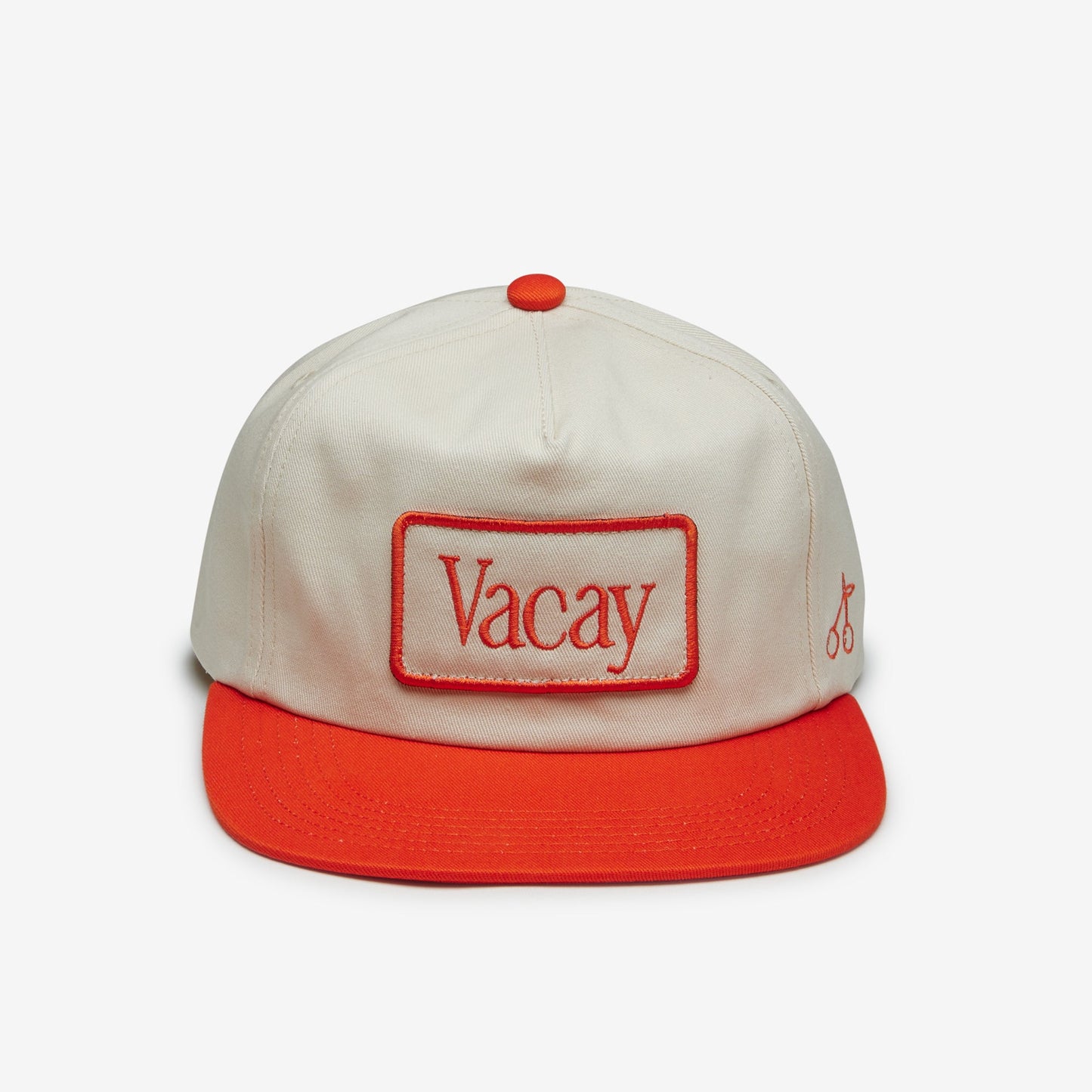 Vacay Embroidered Patch Cap in Red