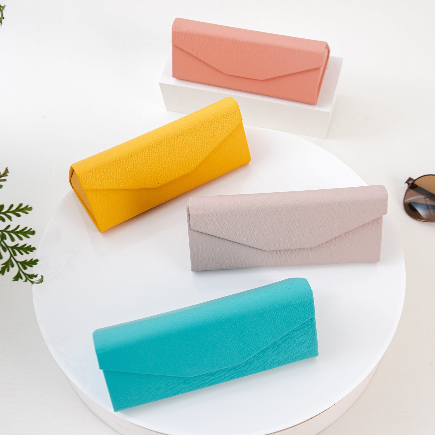 Solid Color Glasses Case - Vegan Leather Magic Folding Hard Shell Case