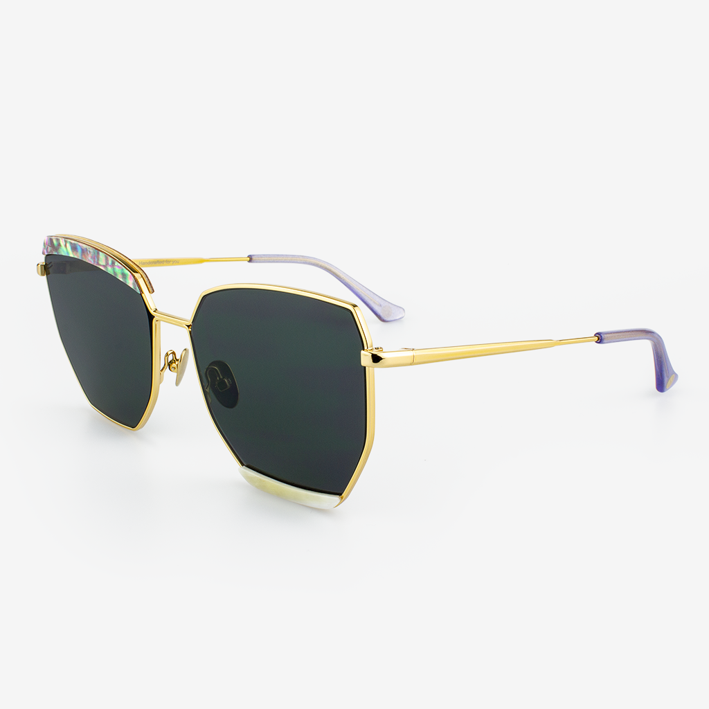 Venice - Metal & Wood Sunglasses / Buffalo Horn, Titanium, and Recycled Rainbow Veneer