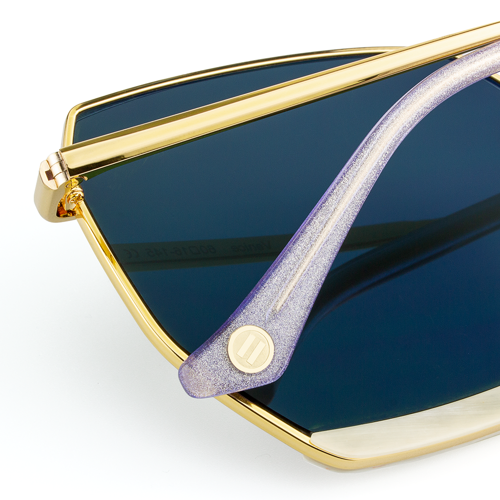 Venice - Metal & Wood Sunglasses / Buffalo Horn, Titanium, and Recycled Rainbow Veneer