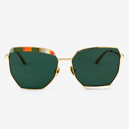 Venice - Metal & Wood Sunglasses / Buffalo Horn, Titanium, and Recycled Rainbow Veneer