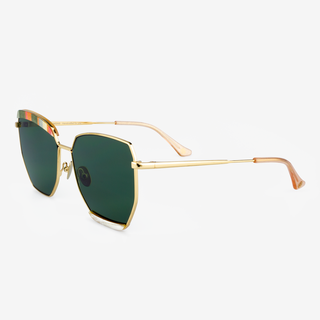 Venice - Metal & Wood Sunglasses / Buffalo Horn, Titanium, and Recycled Rainbow Veneer