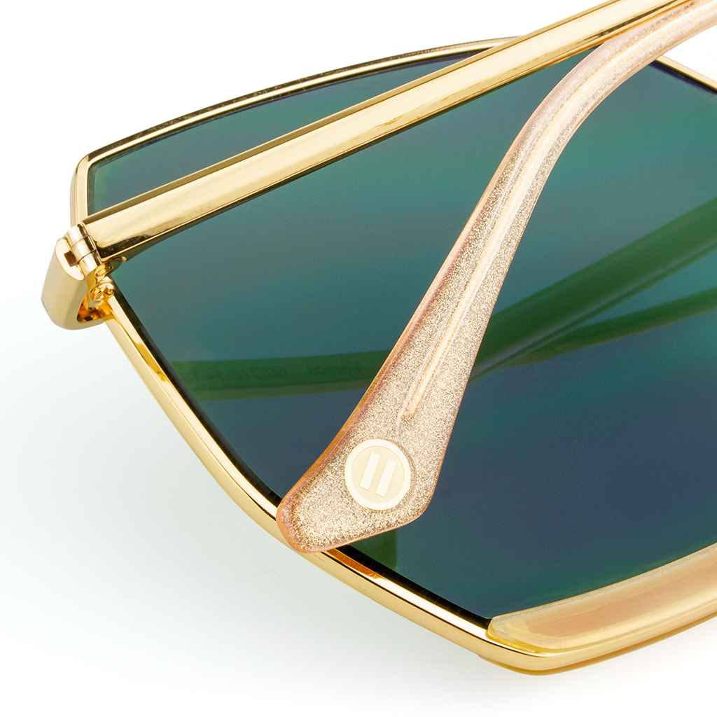 Venice - Metal & Wood Sunglasses / Buffalo Horn, Titanium, and Recycled Rainbow Veneer