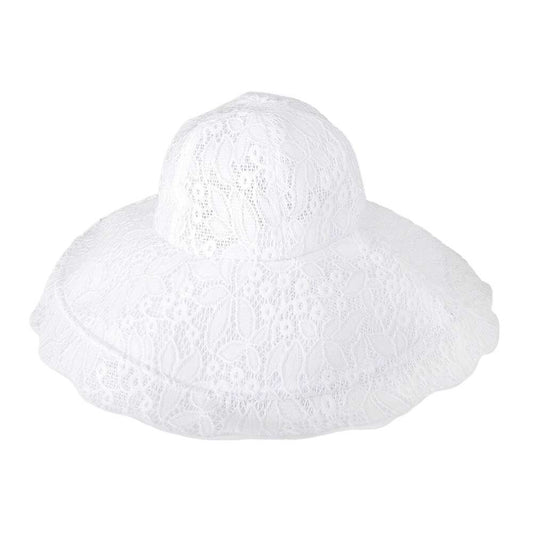Leaf Detailed Chin Tie Lace Sun Hat