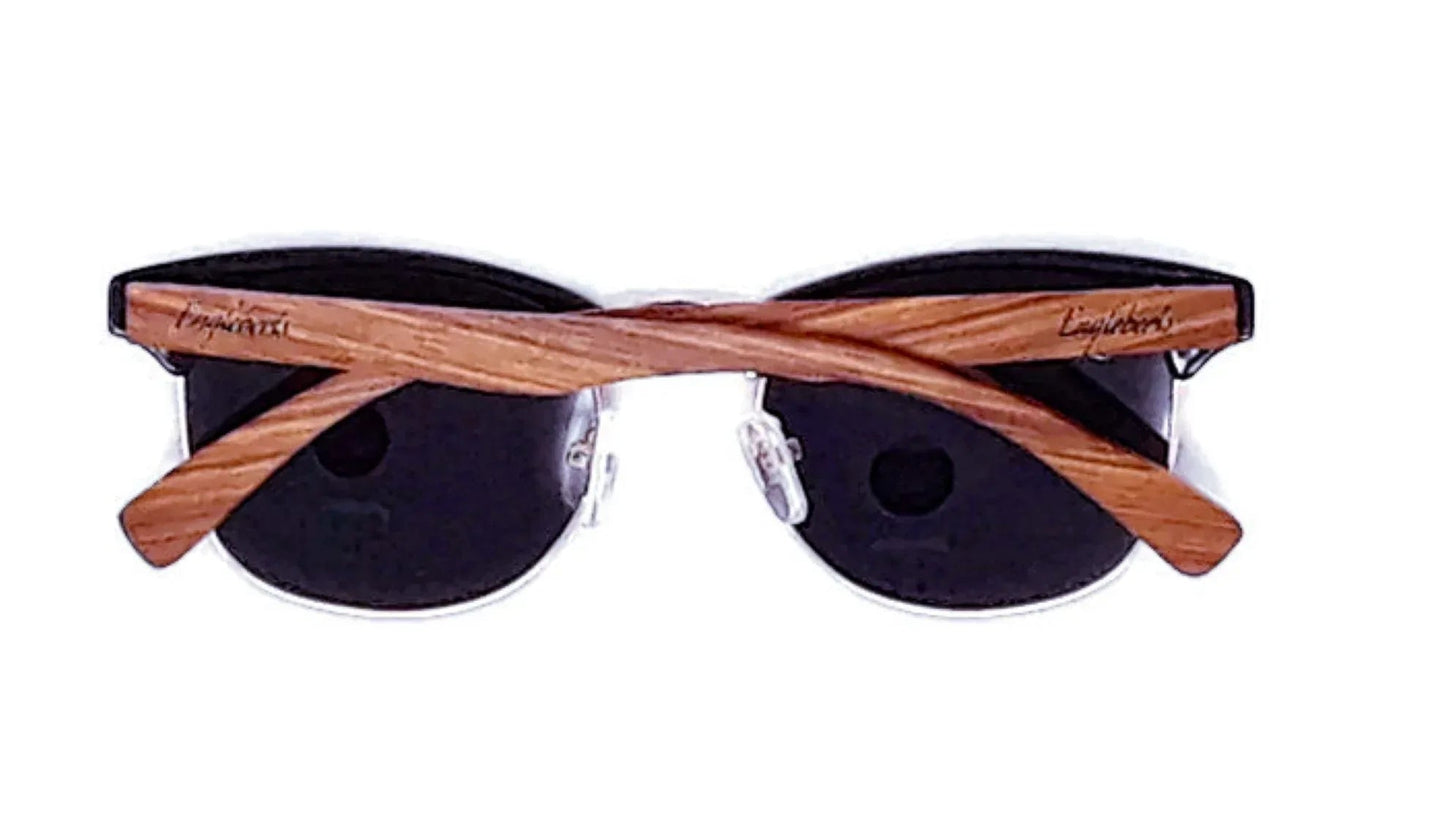 Real Walnut Wood Club Style Sunglasses With Bamboo Case / Polarized / Handcrafted / Eco-Friendly
