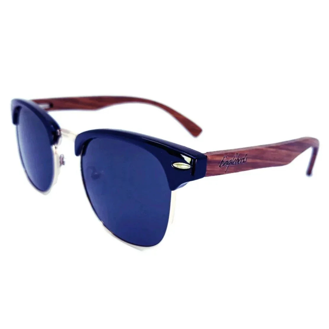 Real Walnut Wood Club Style Sunglasses With Bamboo Case / Polarized / Handcrafted / Eco-Friendly