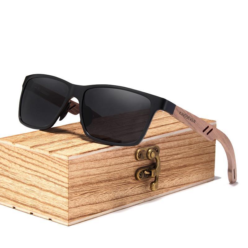 Luxury Bamboo Wood Design Polarized / High Quality Men's Sunglasses / Spring Hinges