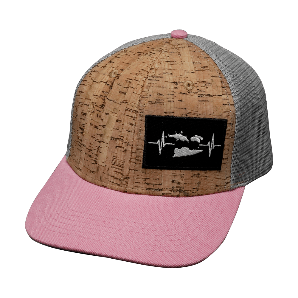 Virgin Islands Hat - Baseball Hat Fit  - Cork - Pink / Gray - Trucker Mesh
