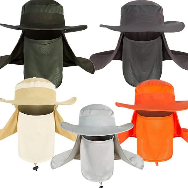 Adult Wide Brim Sun Hat with Neck Face Flap Cover