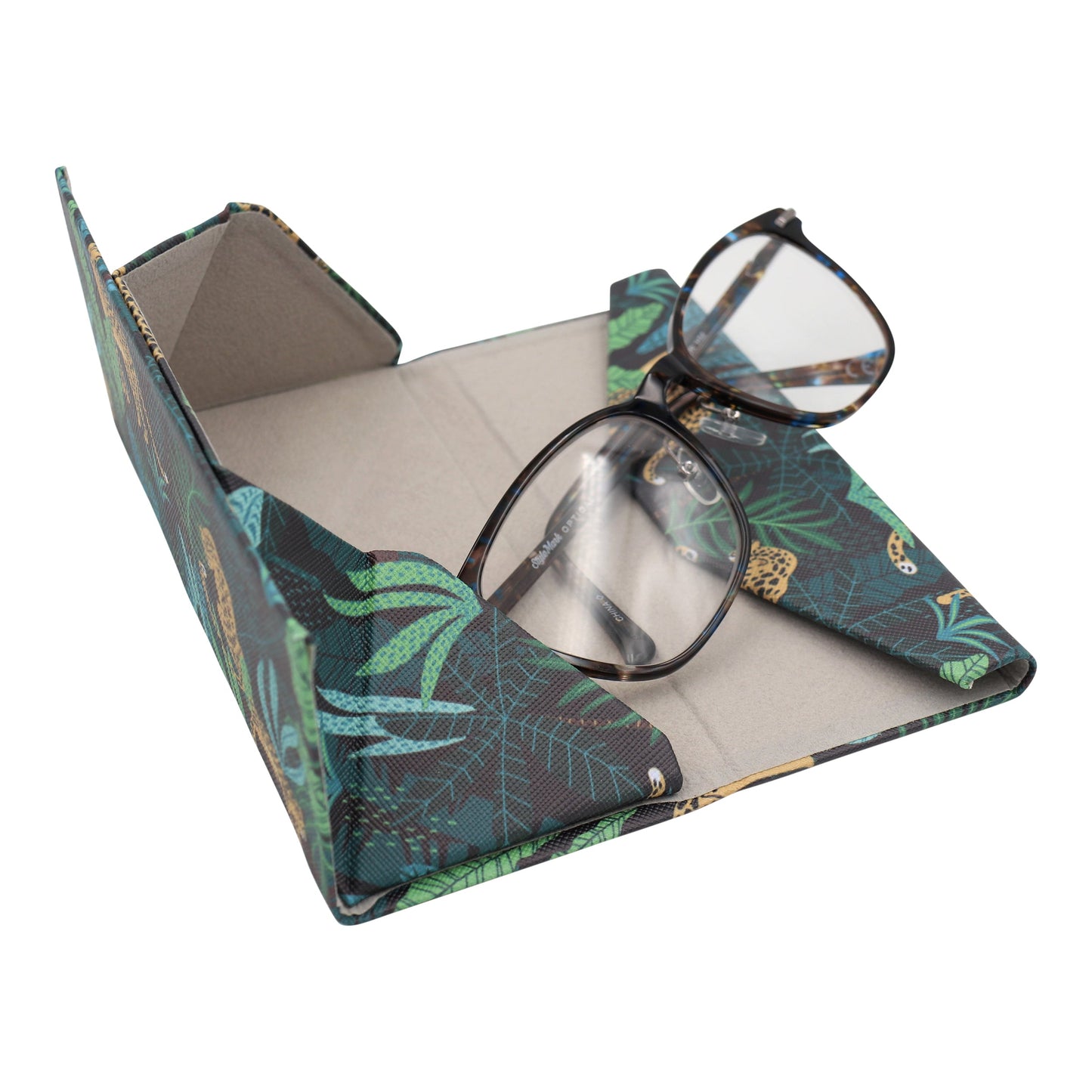 Cheetah Print Glasses Case - Vegan Leather Magic Folding Hardcase