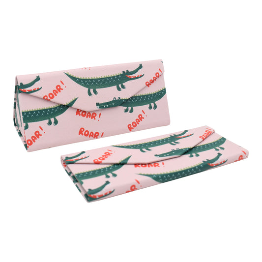 Crocodile Print Glasses Case - Vegan Leather Magic Folding Hardcase