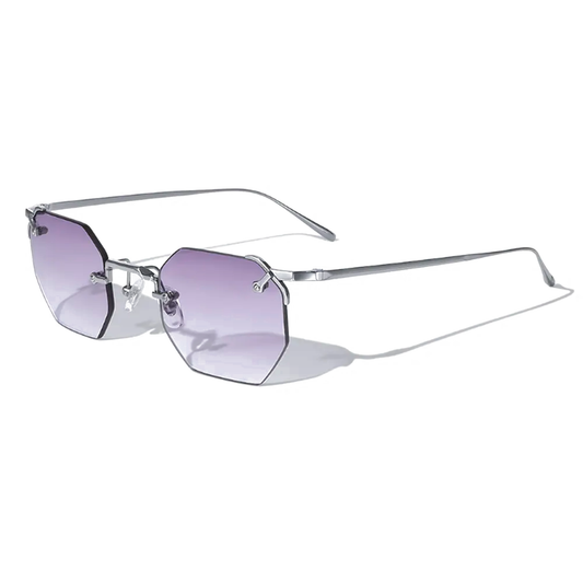 Anthropos Mov Hexagon Rimless Sunglasses / UV400 Protection / Anti-Shatter Nylon Lens Technology