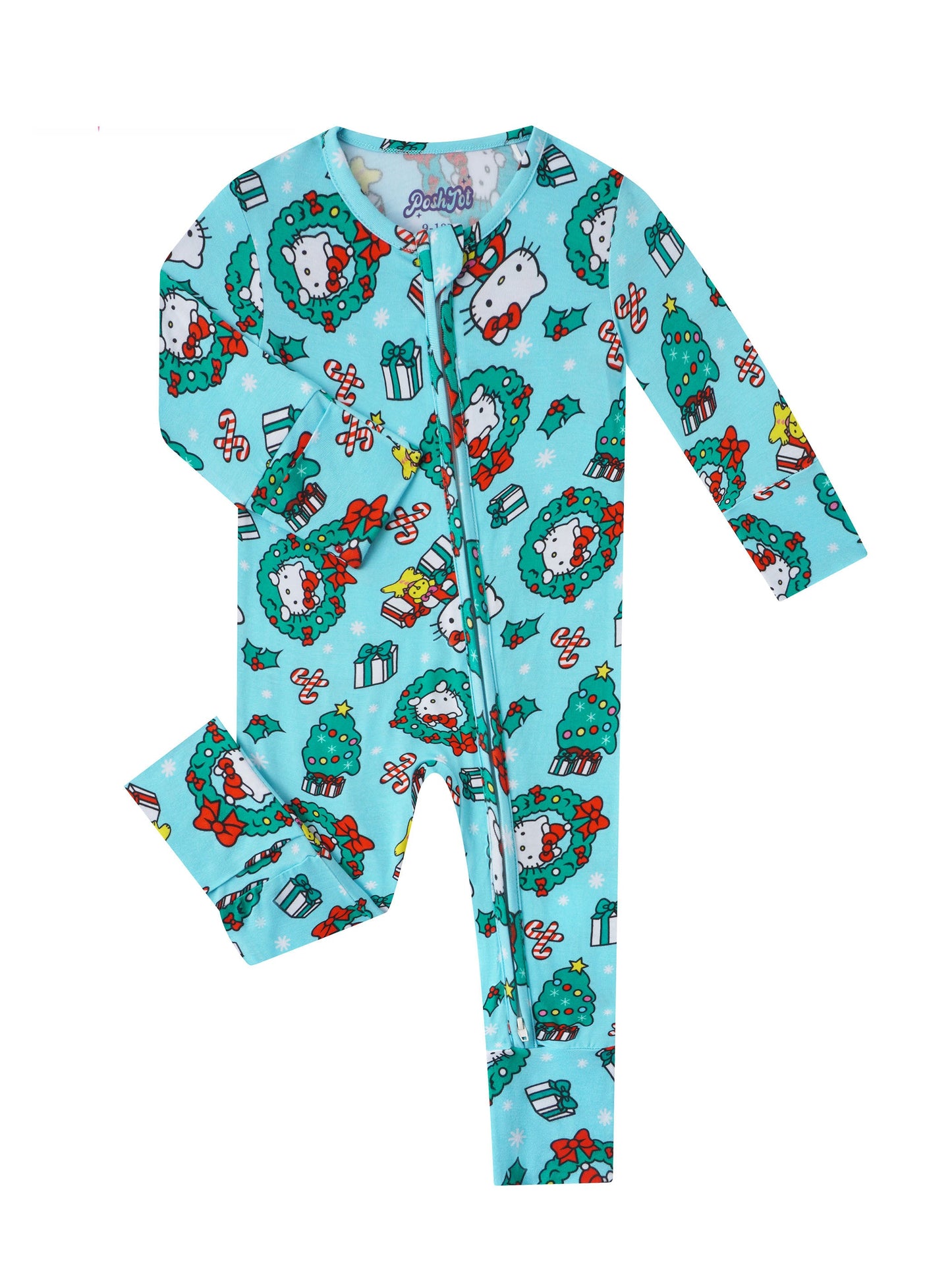 PoshTOT Sanrio Hello Kitty Wreath Bamboo Baby Convertible Zippy Romper