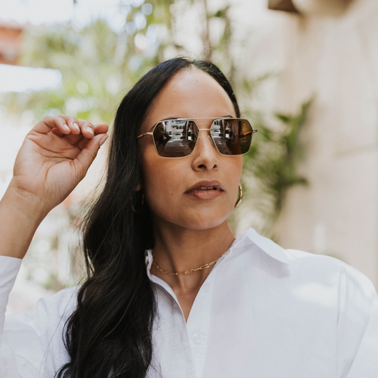 Metal & Wood Sunglasses