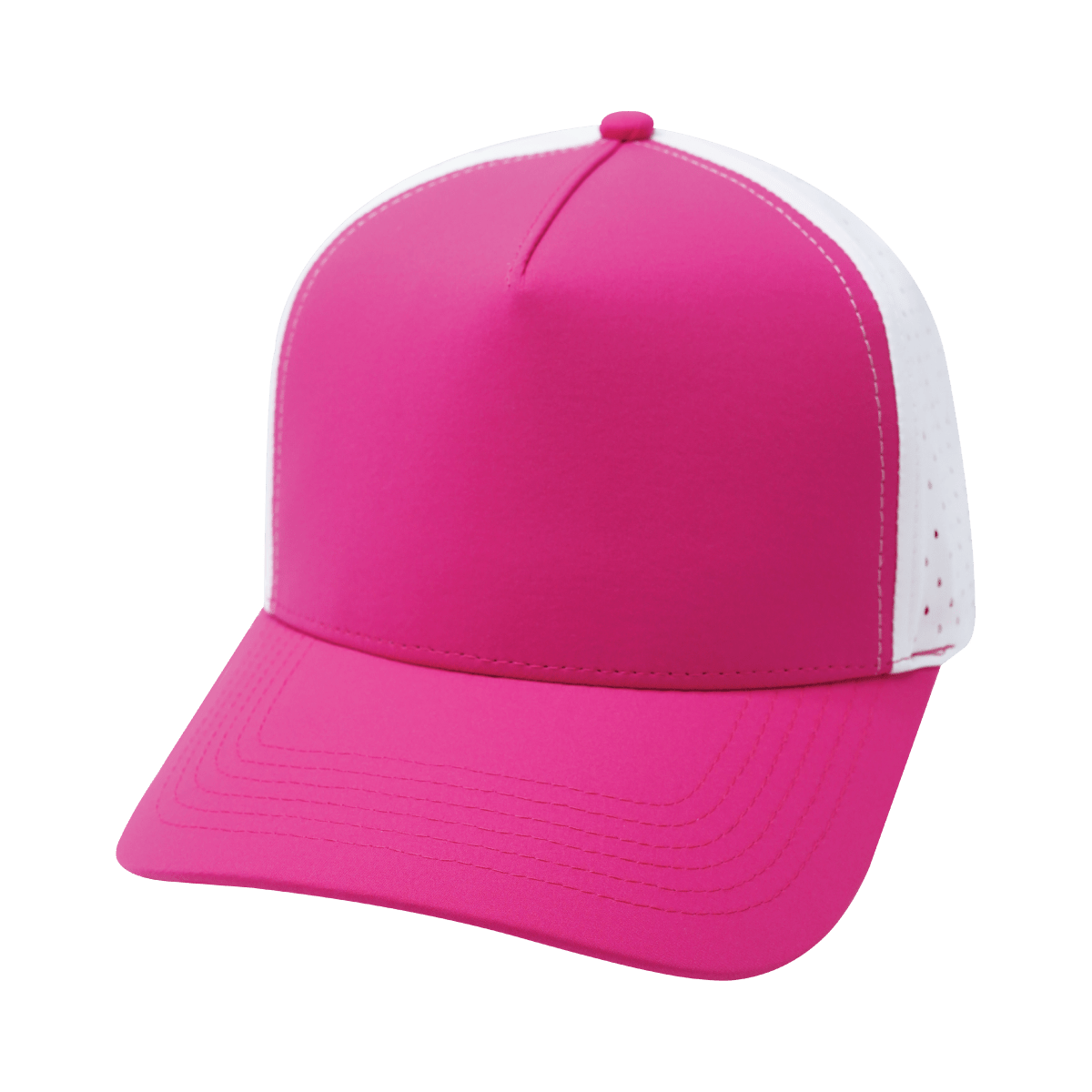 Blank - 5 Panel - Structured - Neon Pink / White (Unisex) - Laser Mesh