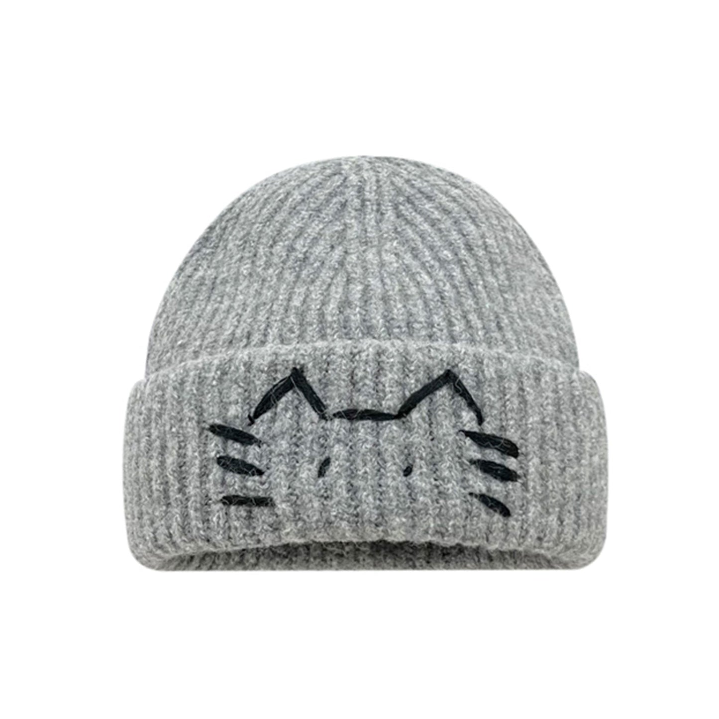 Women’s Cute Cat Line Design Knitted Hat – Warm Fall & Winter Beanie