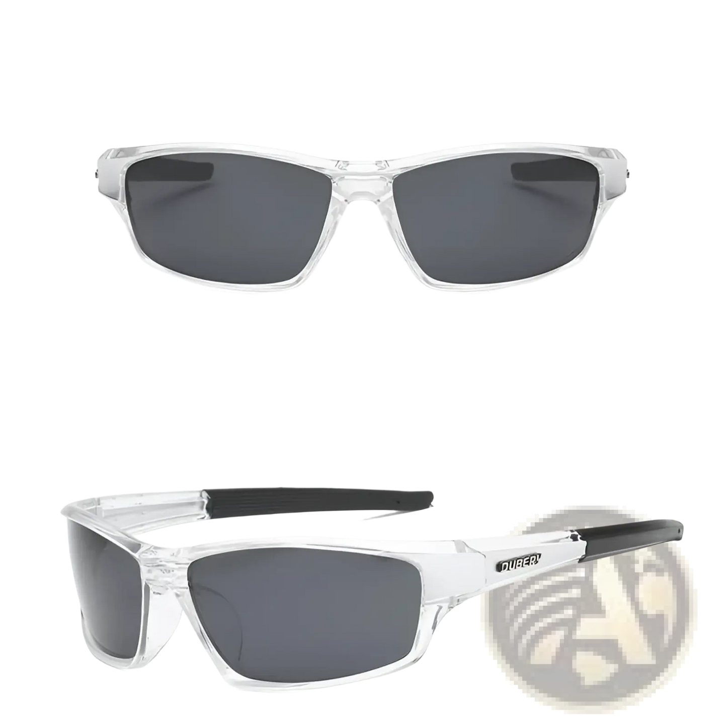 Dubery Retro Polarized Sport Sunglasses with Clear Frames
