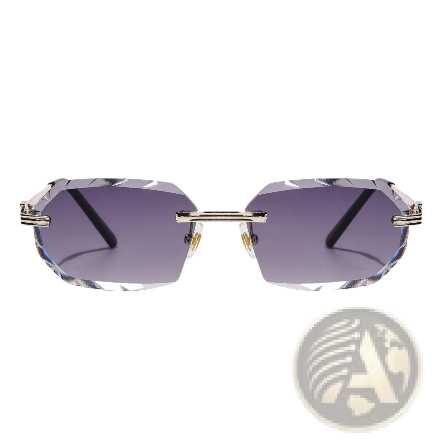 Frameless Geometric Diamond Cut Gradient Sunglasses