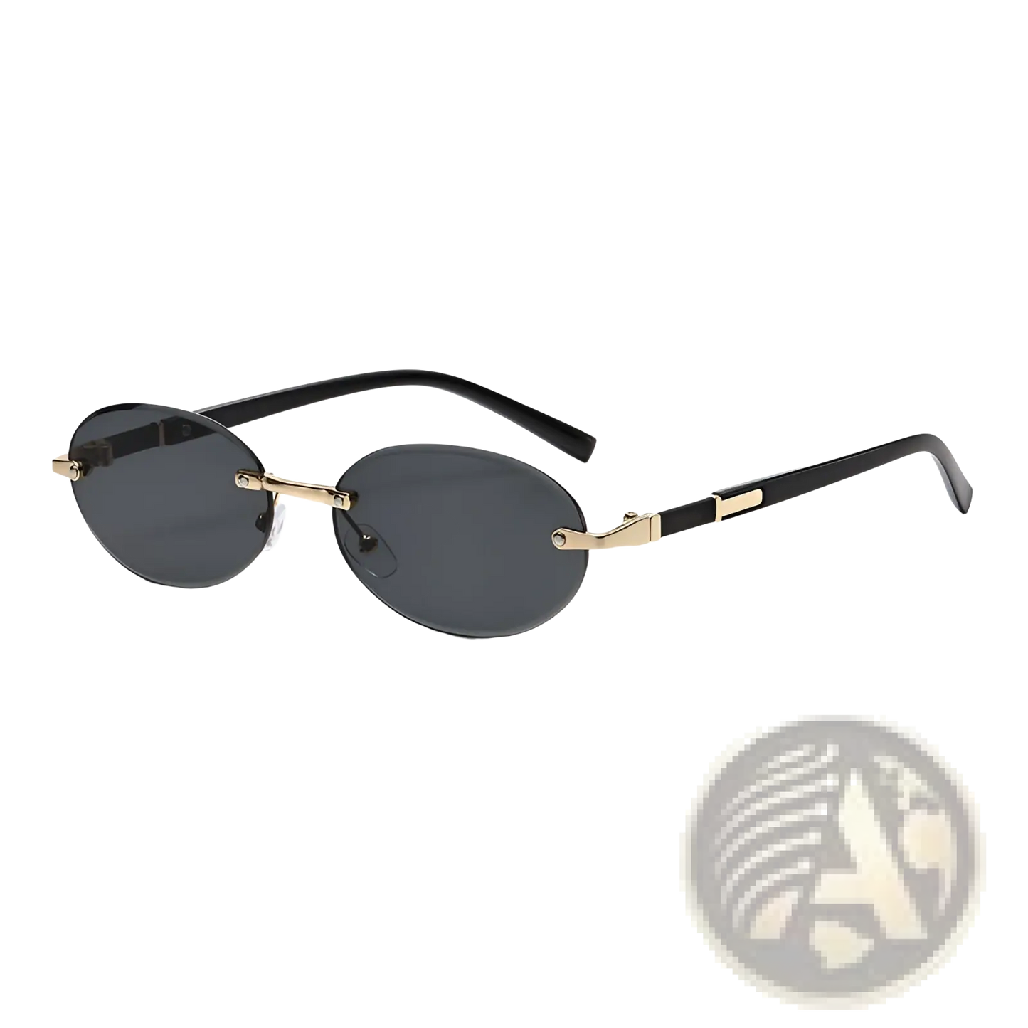 Frameless Oval Uv400 Fashion Sunglasses with Metal Accents
