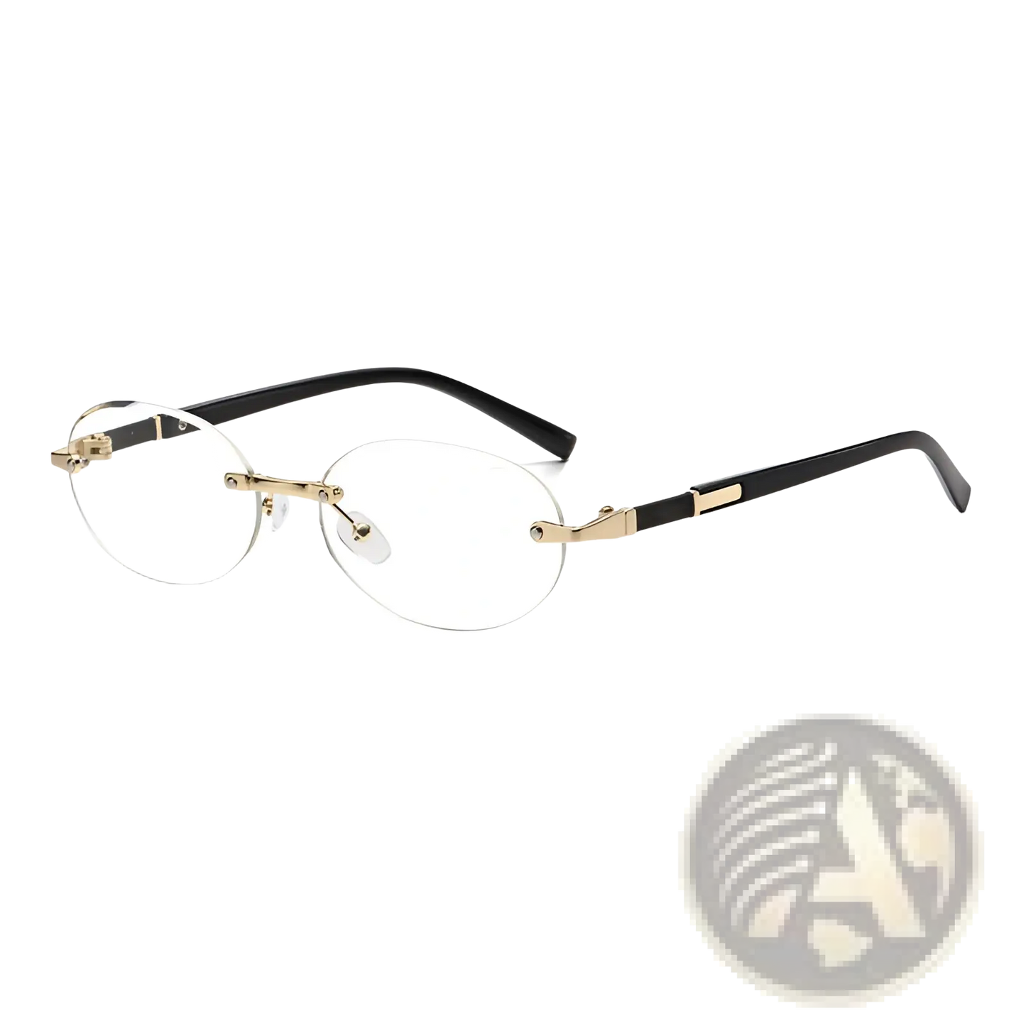 Frameless Oval Uv400 Fashion Sunglasses with Metal Accents