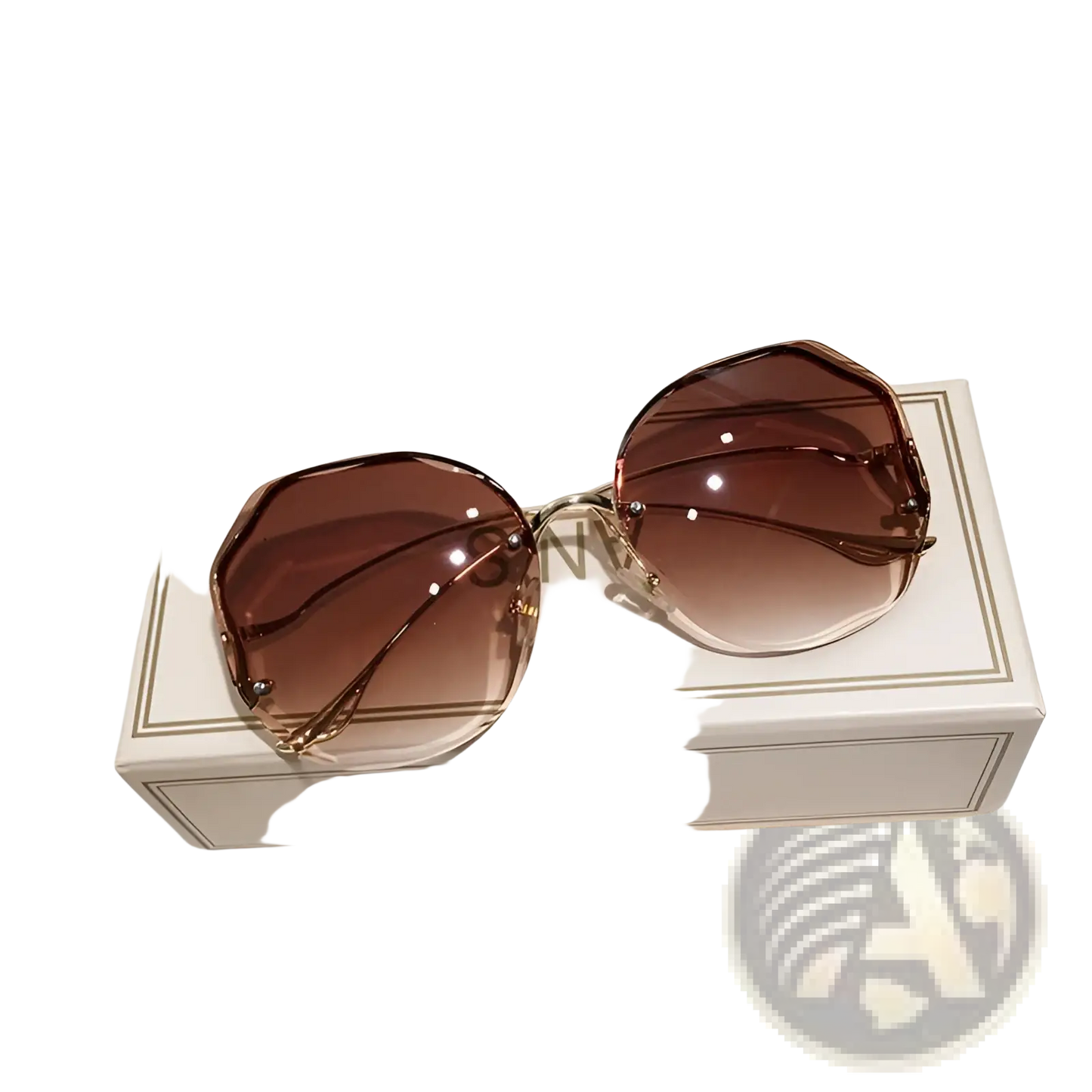 Gradient Oversized Geometric Metal Frame Sunglasses