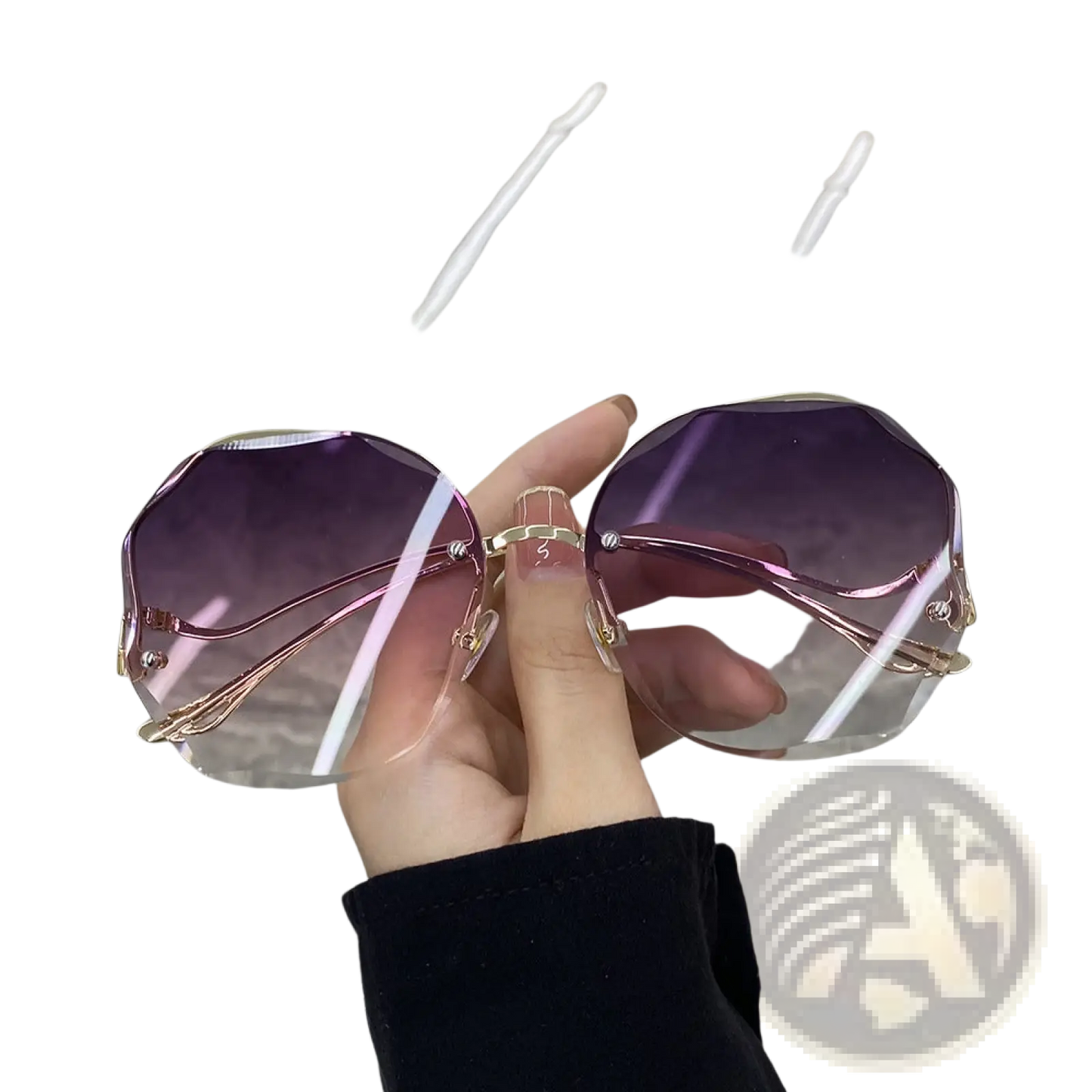 Gradient Oversized Geometric Metal Frame Sunglasses