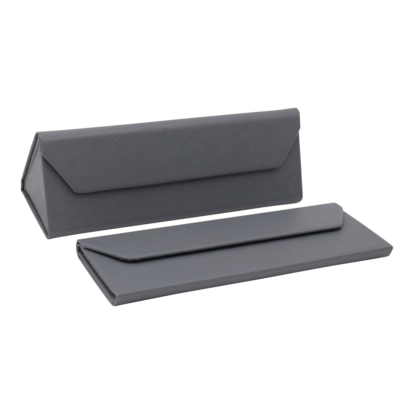 Grey Solid Color Glasses Case - Vegan Leather Magic Folding Hardcase