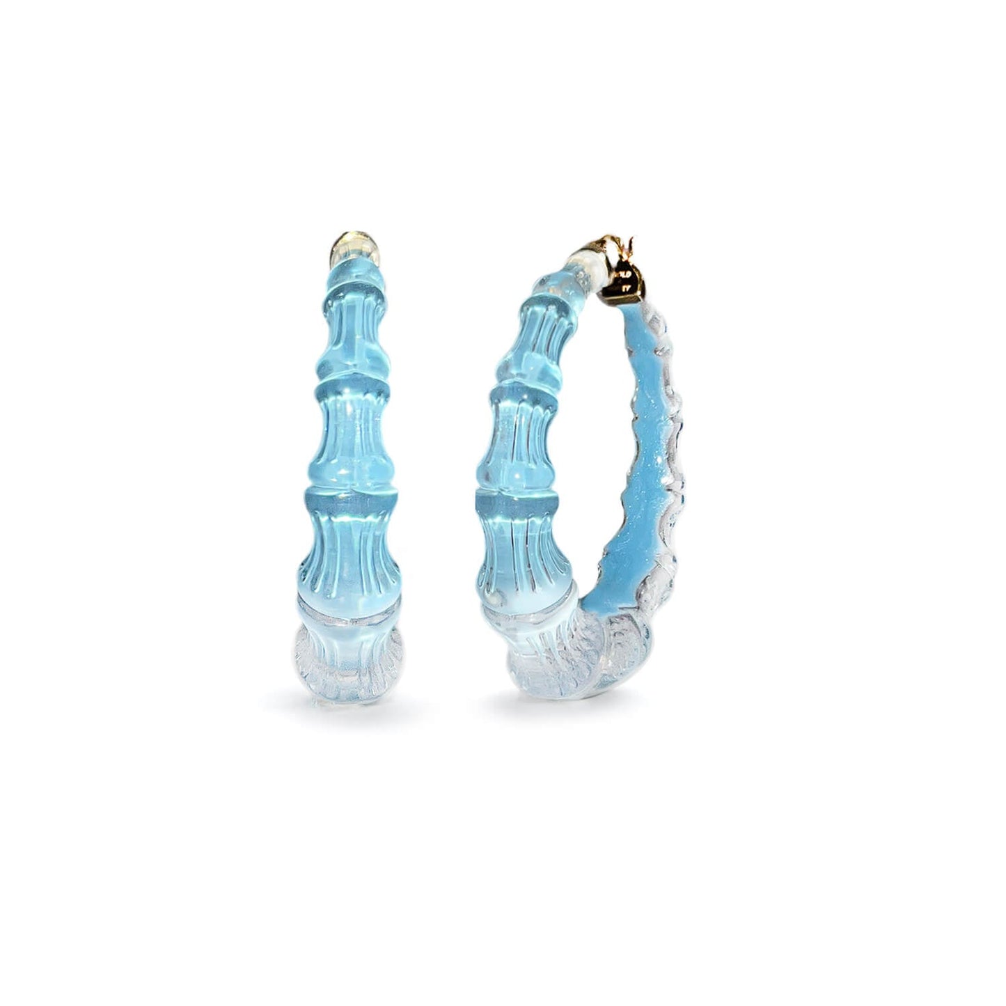 Bamboo Illusion Lucite Hoop Earrings