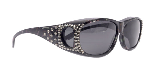Explorer, (Bling) (Fit Over) Glasses W (Black Diamond) Genuine European Crystals, Polarized Sunglasses 1.1mm   (Smoke Grey) NY Fifth Avenue