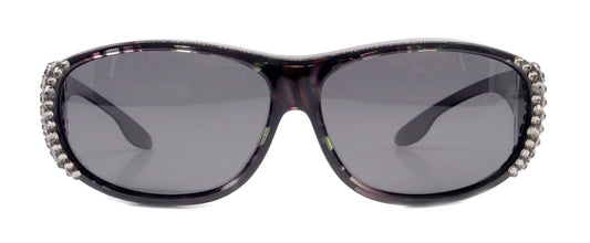 Explorer, (Bling) (Fit Over) Glasses W (Black Diamond) Genuine European Crystals, Polarized Sunglasses 1.1mm   (Smoke Grey) NY Fifth Avenue