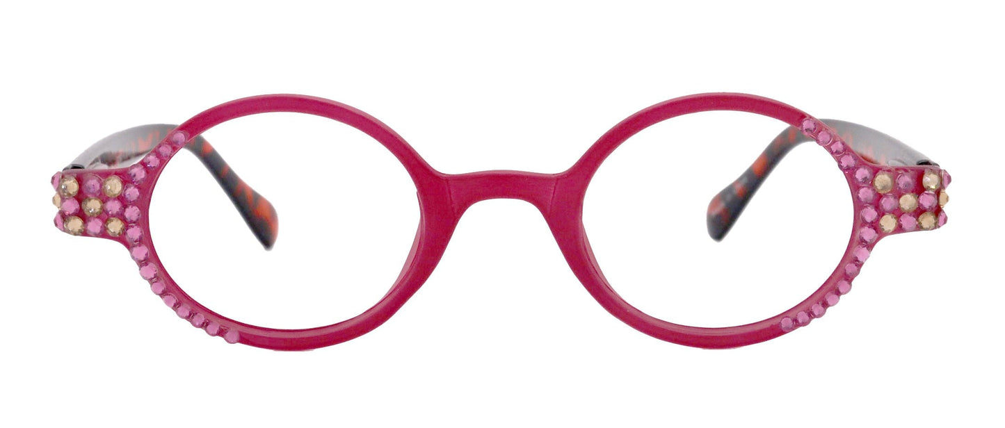 Bling Women Reading Glasses Rose W light Colorado Genuine European Crystals, Round  (rose) Tortoiseshell. NY Fifth Avenue