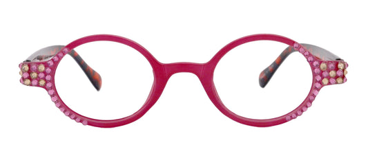 Bling Women Reading Glasses Rose W light Colorado Genuine European Crystals, Round  (rose) Tortoiseshell. NY Fifth Avenue