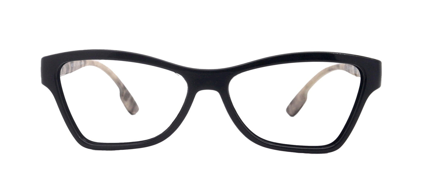 Avian,  (Premium) Reading Glasses, High End Reader +1.25 to +3 Magnifying Eyeglass, Cat Eye (Black N Brown) Feather Pattern. NY Fifth Avenue