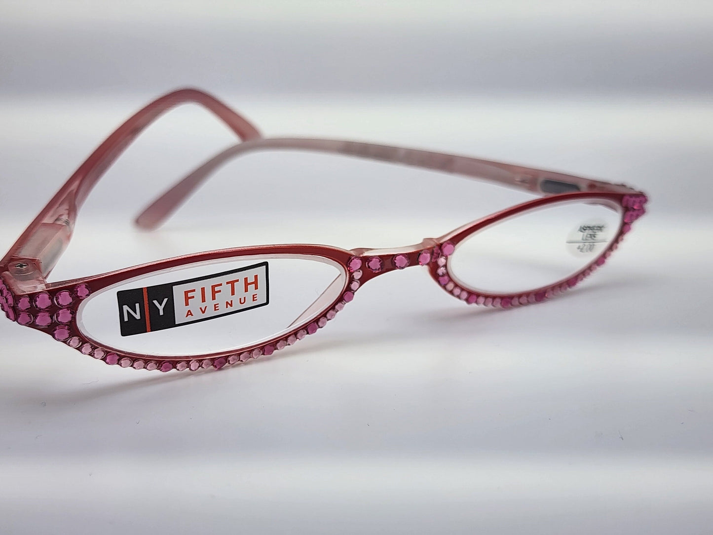The Marvelous, (Bling) Women Reading Glasses W  (Rose N Ligth Rose) European Crystals (Red) (fairy godmother) Lower Nose, NY Fifth Avenue