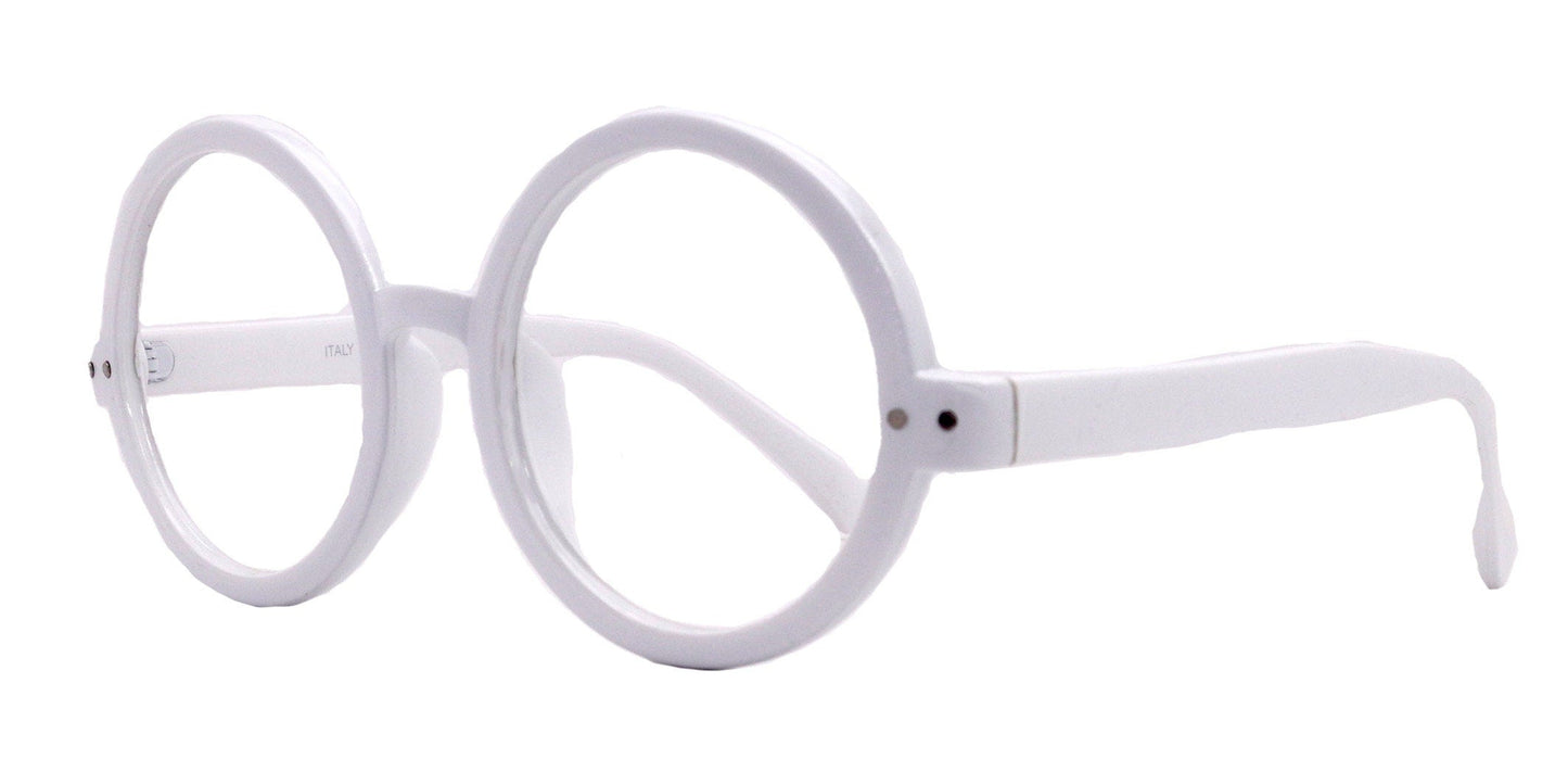 Zelda, (Reading Glasses) (Premium) Big True Round vintage (LWhite) X Large Eye, Oversize,  NY Fifth Avenue