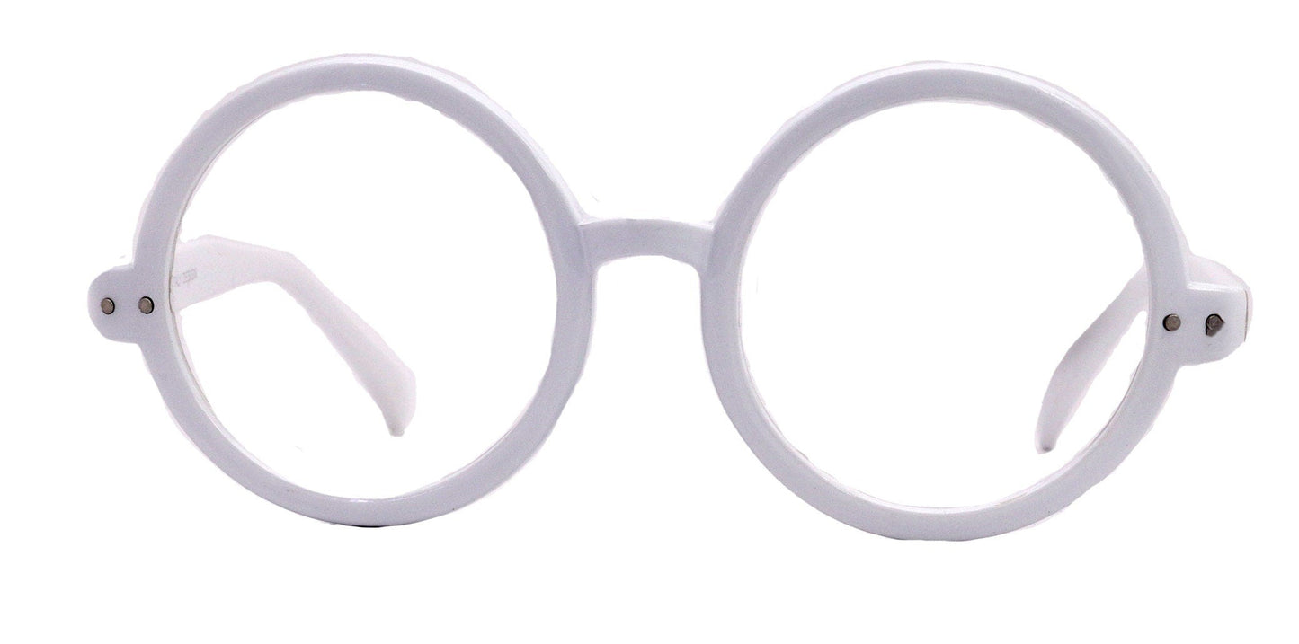 Zelda, (Reading Glasses) (Premium) Big True Round vintage (LWhite) X Large Eye, Oversize,  NY Fifth Avenue
