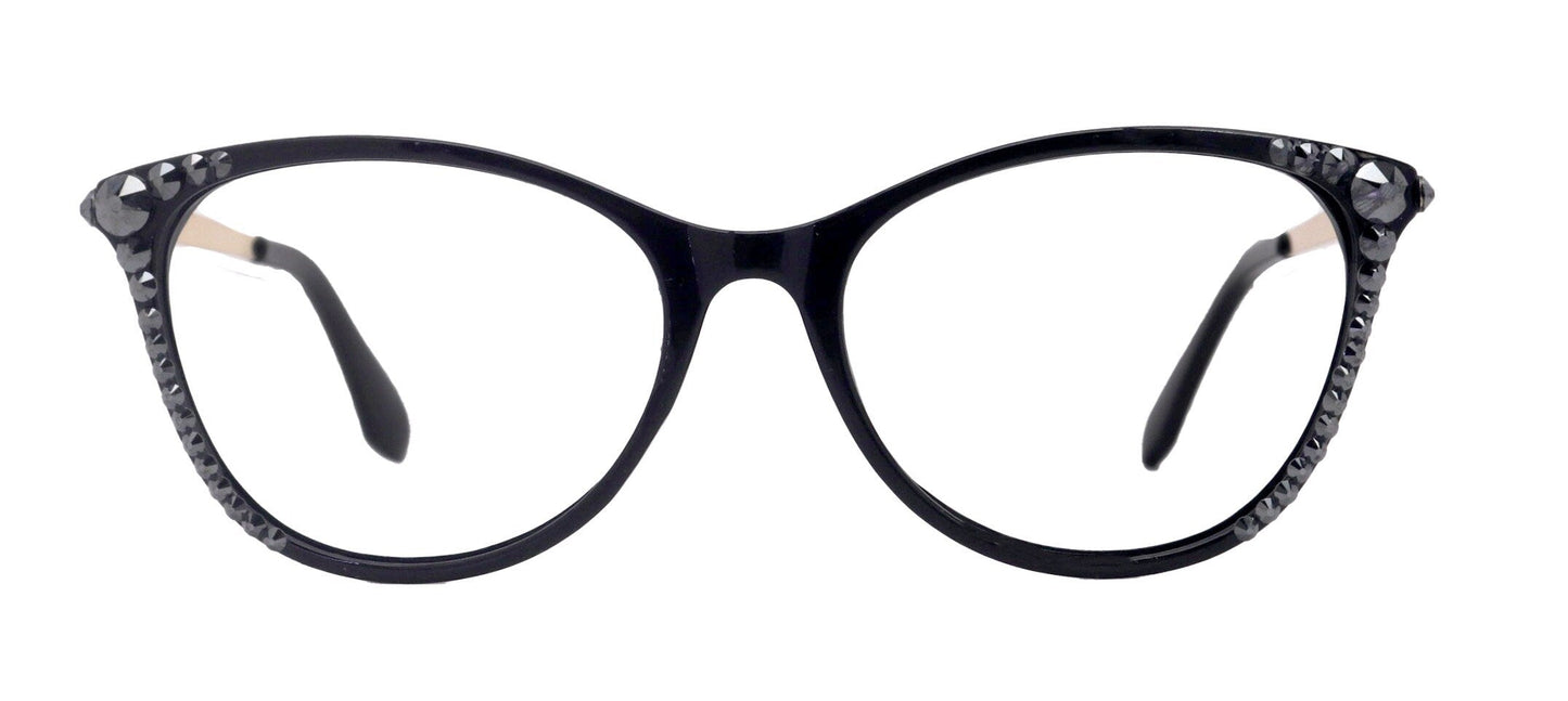 Cattitude Bling Reading Glasses 4 Women W Hematite Genuine European Crystals, Magnifying Cat Eye  NY Fifth Avenue