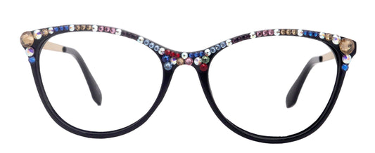 Cattitude Bling Reading Glasses 4 Women W Multi Color Genuine European Crystals, Magnifying Cat Eye  NY Fifth Avenue
