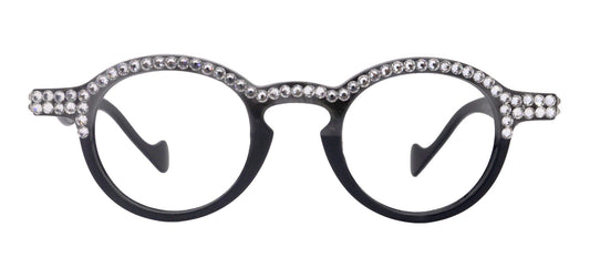 Orlando Bling Reading Glasses, W Full top Clear  European crystals, Magnifying Eyeglasses, (Black) (Round) NY Fifth Avenue