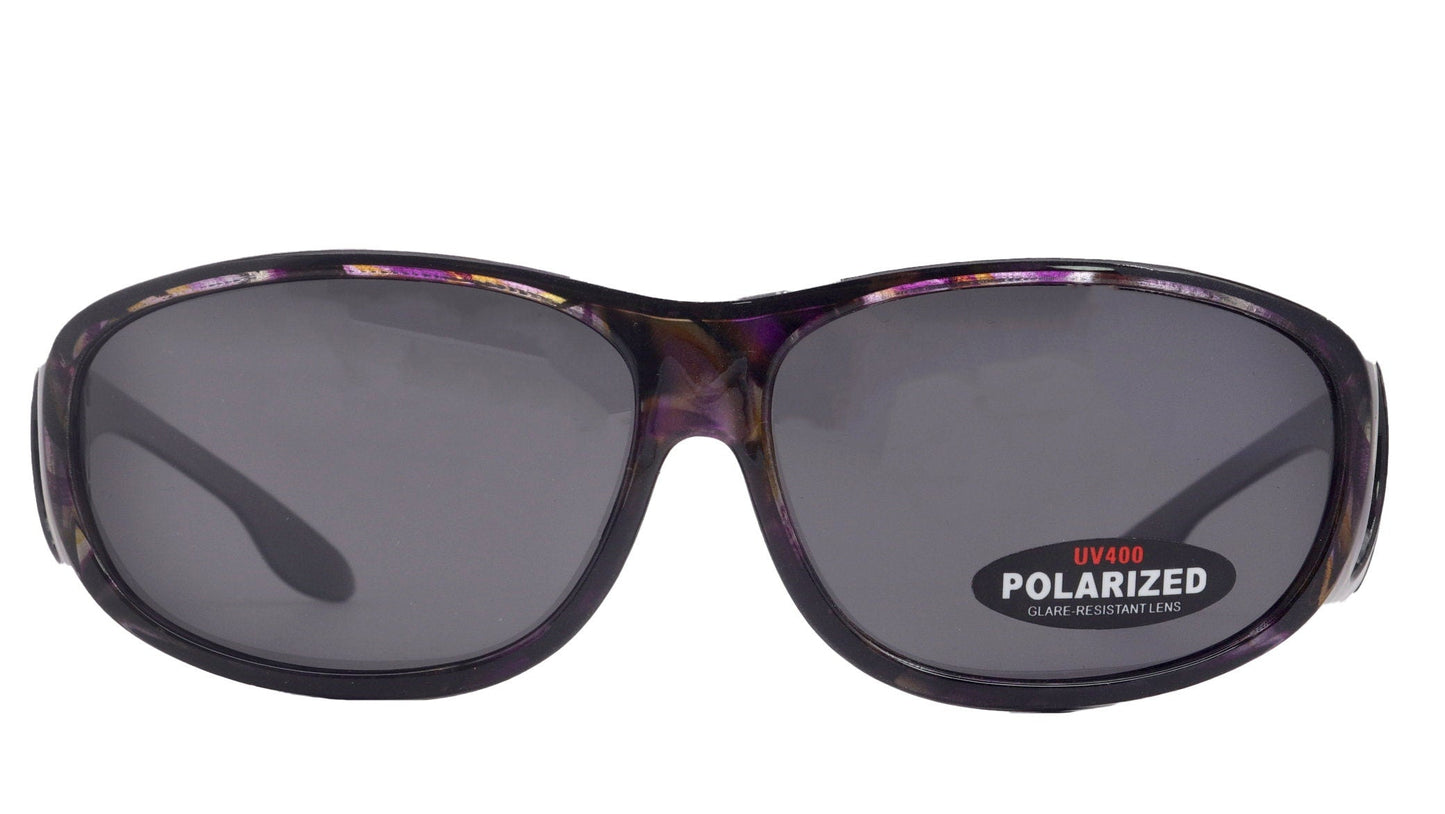 Explorer, (Fit Over) Glasses, Rectangular Polarized Sunglasses 1.1mm 100% UVA UVB Prot (Grey Purple) Frame (Smoke Grey) Lens NY Fifth Avenue