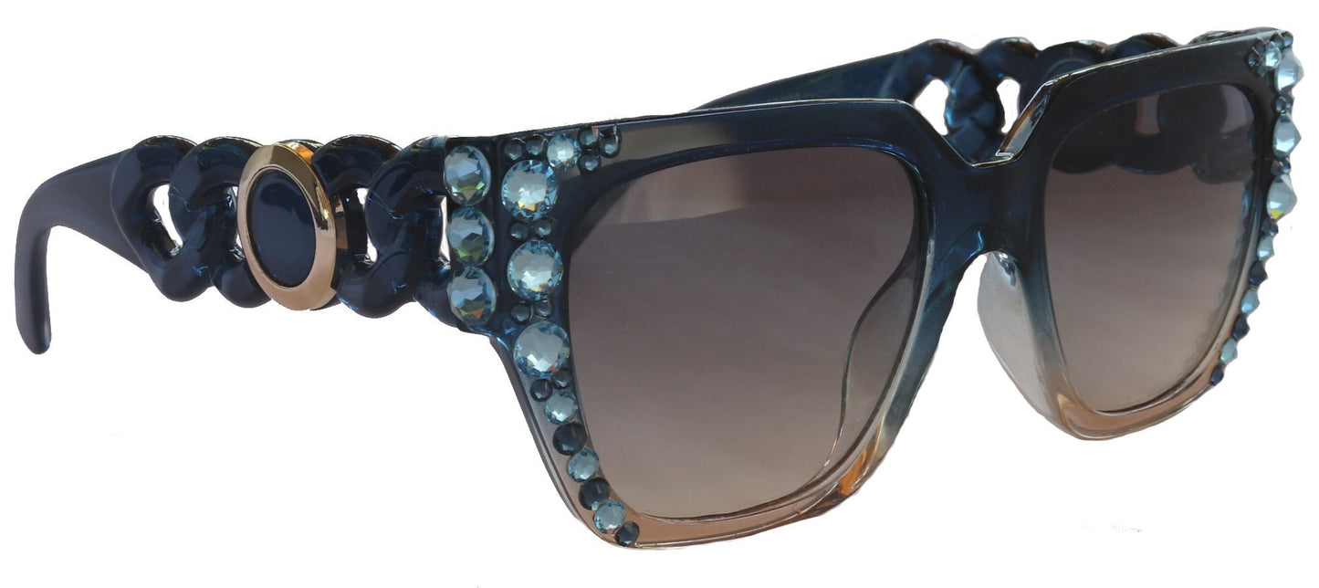 Belleville, BLING Line Bifocal (Clear On Top) Sun Readers for Women OR Non-Bifocal Readers Sunglasses (Aquamarine w Montana) NY Fifth Avenue
