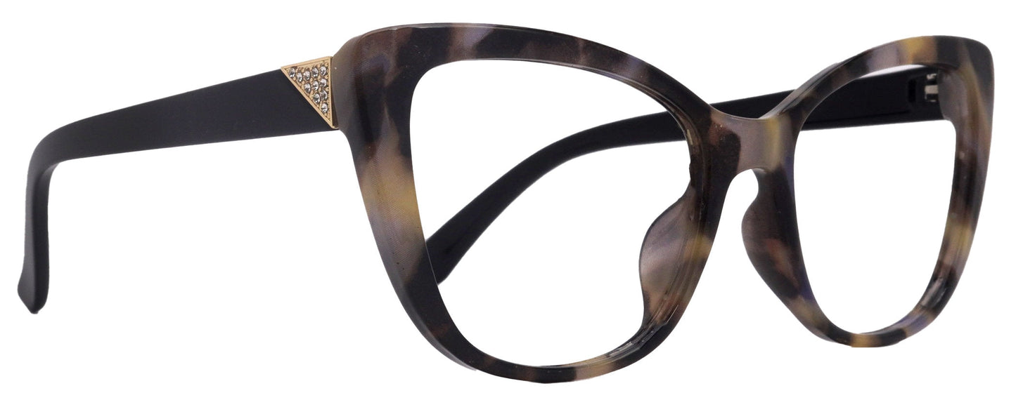 Parisian Fashion High End Bifocal or Non-Bifocal Black W Brown  Reading Glasses Cat-Eye Chic, Inspired by NY Fifth Avenue